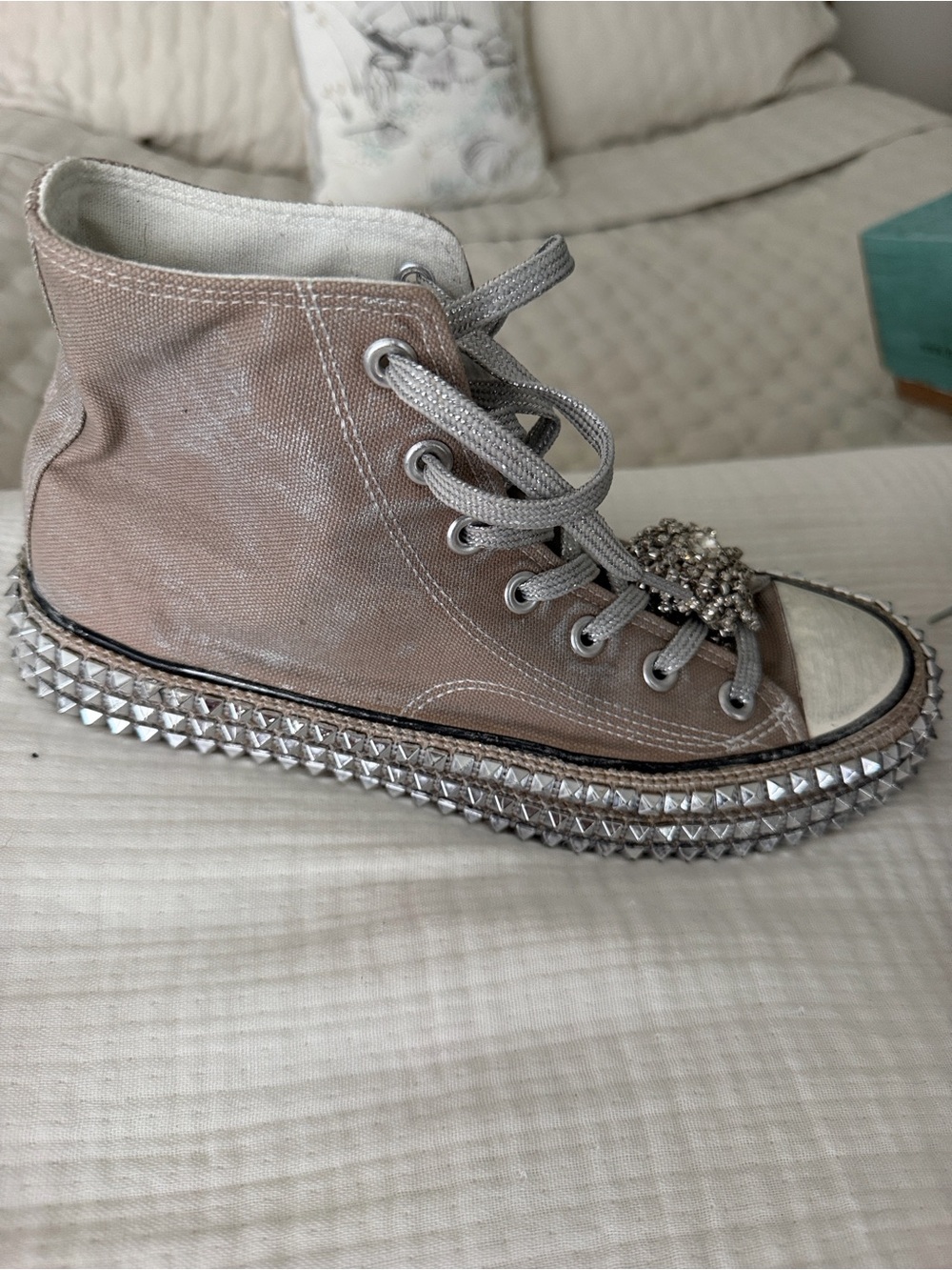 Free People Glitter High-Top Platform Sneakers - Taupe - Picture 3 of 3